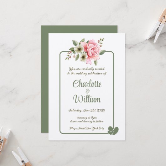 Einladung zur Hochzeit (Vorderseite/Rückseite Beispiel)