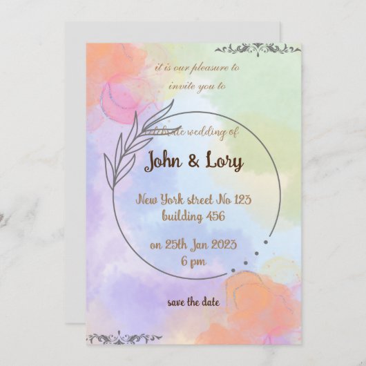 Einladung zur Hochzeit (Vorne/Hinten)