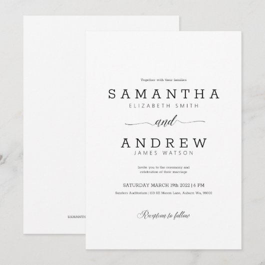 Einladung zur Hochzeit (Vorne/Hinten)