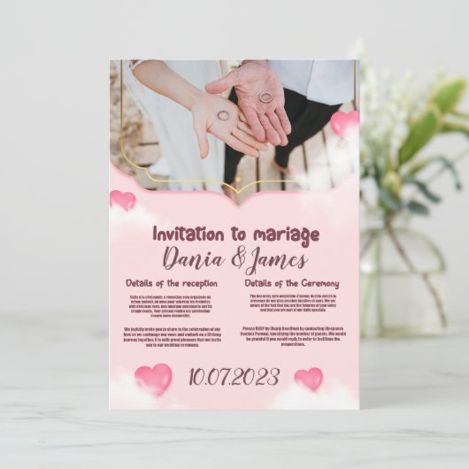 Einladung zur Hochzeit (Stehend Vorderseite)