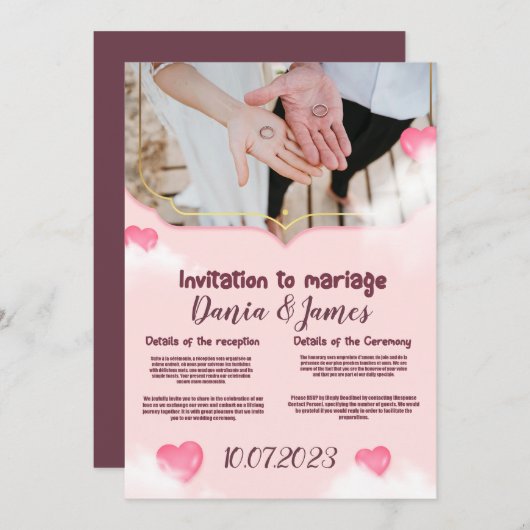 Einladung zur Hochzeit (Vorne/Hinten)