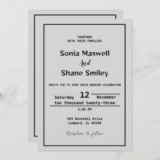 Einladung zur Hochzeit (Vorne/Hinten)