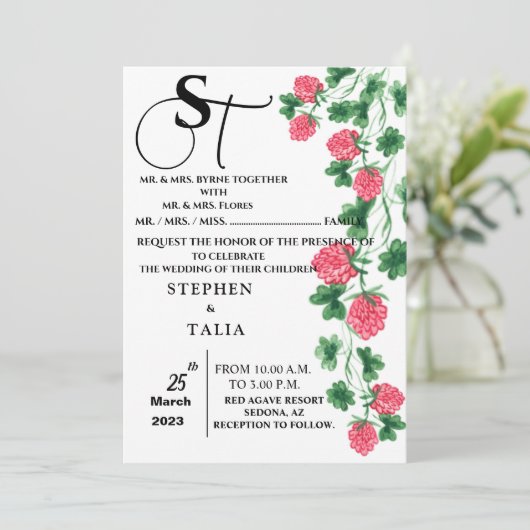 Einladung zur Hochzeit (Stehend Vorderseite)