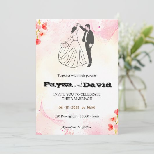 Einladung zur Hochzeit (Stehend Vorderseite)