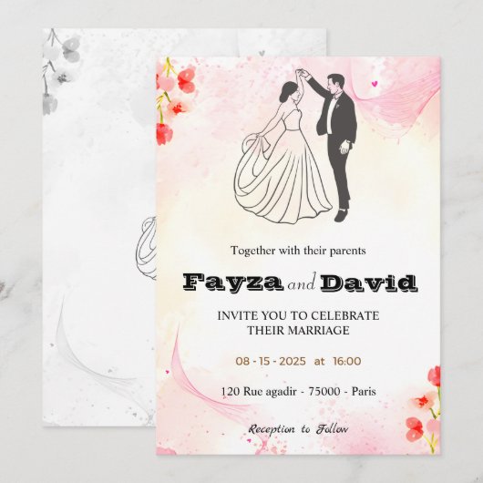 Einladung zur Hochzeit (Vorne/Hinten)