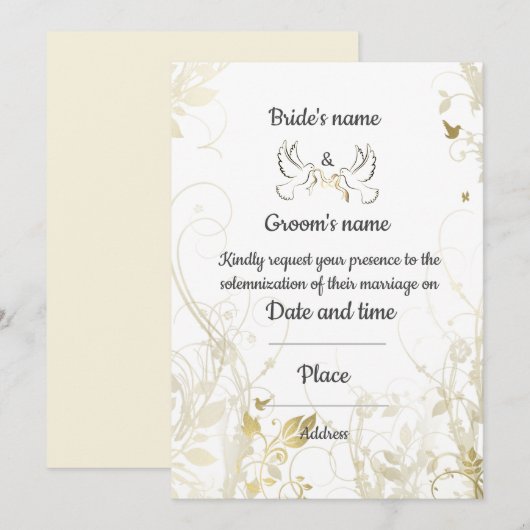 Einladung zur Hochzeit (Vorne/Hinten)