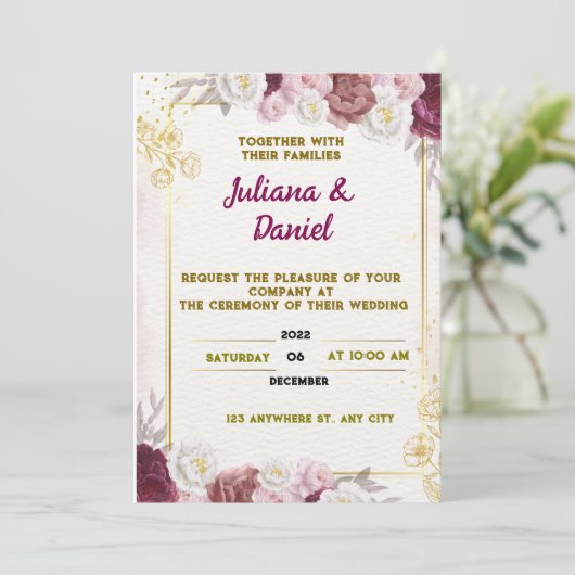 Einladung zur Hochzeit (Stehend Vorderseite)