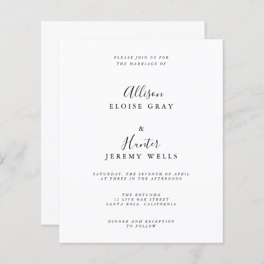 Einladung zur Hochzeit (Vorne/Hinten)