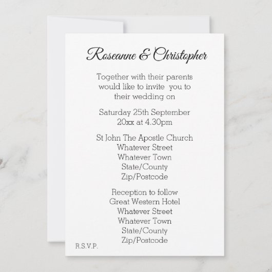 Einladung zur Hochzeit (Rückseite)