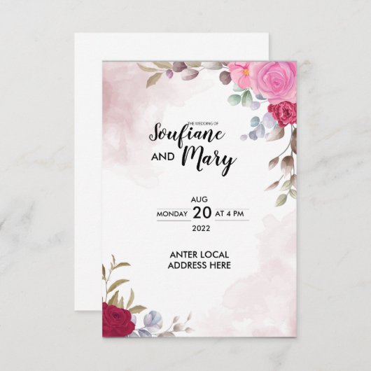 Einladung zur Hochzeit (Vorne/Hinten)