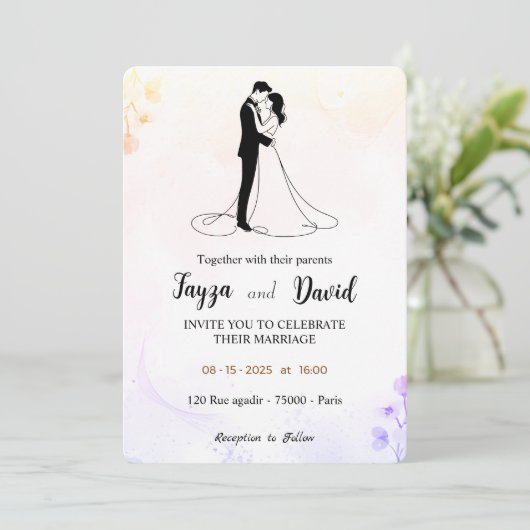 Einladung zur Hochzeit (Stehend Vorderseite)