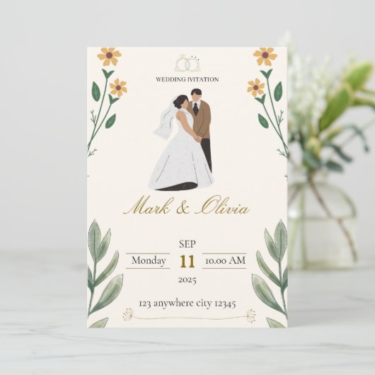 Einladung zur Hochzeit (Stehend Vorderseite)