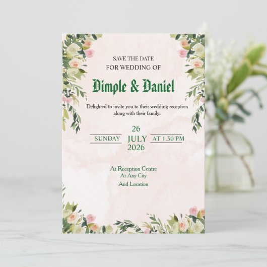 Einladung zur Hochzeit (Stehend Vorderseite)