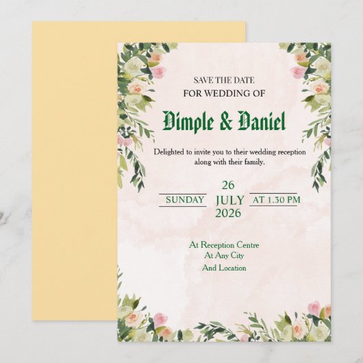 Einladung zur Hochzeit (Vorne/Hinten)