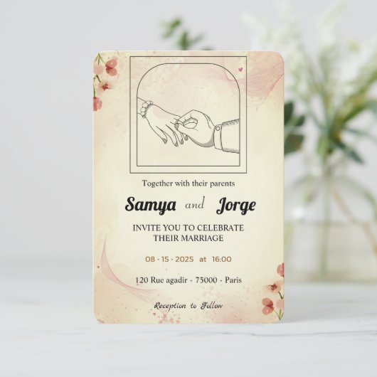 Einladung zur Hochzeit (Stehend Vorderseite)