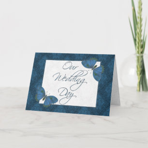 Einladung zur Hochzeit 12x18 Butterfly Brocade aqu