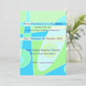 Einladung zur Hochzeit Abstrakte Pastel Blue Green (Stehend Vorderseite)