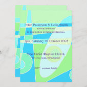 Einladung zur Hochzeit Abstrakte Pastel Blue Green (Vorne/Hinten)