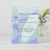 Einladung zur Hochzeit Abstrakte Pastel Lila Green (Stehend Vorderseite)