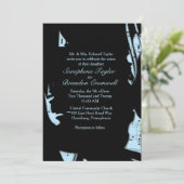 Einladung zur Hochzeit abstrakter Schwarz-Blau-Mus (Stehend Vorderseite)