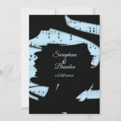 Einladung zur Hochzeit abstrakter Schwarz-Blau-Mus (Rückseite)