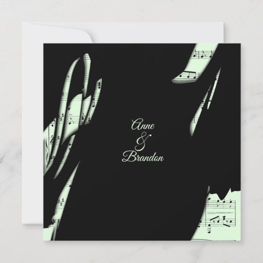 Einladung zur Hochzeit abstrakter Schwarz-Grün-Mus (Rückseite)