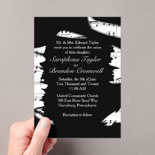 Einladung zur Hochzeit abstrakter Schwarz-Weiß-Mus (Insitu (Handheld))