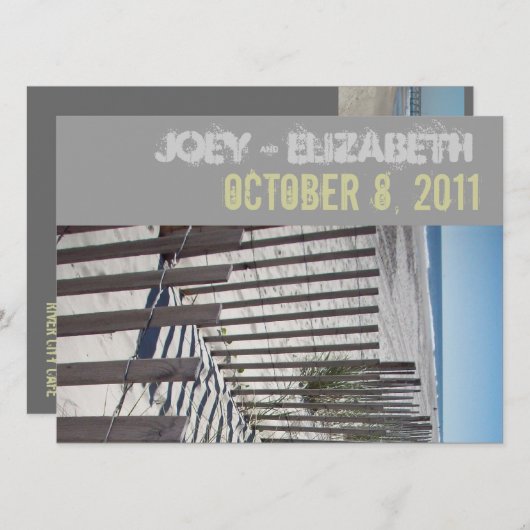 Einladung zur Hochzeit am modernen Strand (Vorne/Hinten)