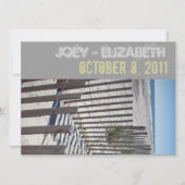 Einladung zur Hochzeit am modernen Strand (Vorderseite)