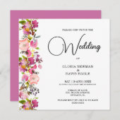 Einladung zur Hochzeit am rosa Blumenplatz (Vorne/Hinten)