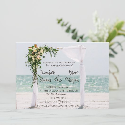 Einladung zur Hochzeit am Strand (Stehend Vorderseite)