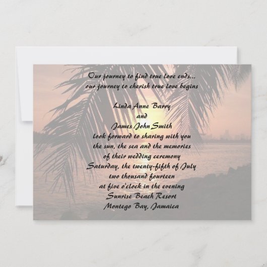 Einladung zur Hochzeit am Strand (Vorderseite)