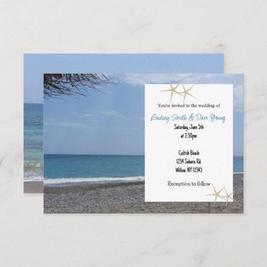 Einladung zur Hochzeit am Strand (Vorne/Hinten)
