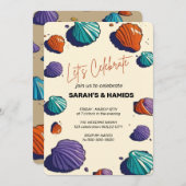 Einladung zur Hochzeit am Strand / Aquarellfarben (Vorne/Hinten)