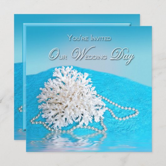 Einladung zur Hochzeit am Strand - MUSCHEL/STRAND (Vorne/Hinten)