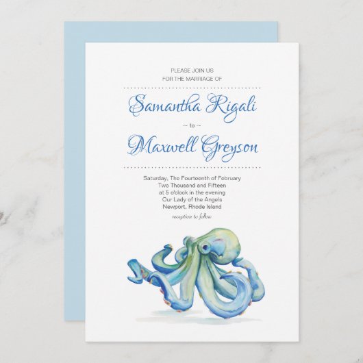 Einladung zur Hochzeit am Strand, Oktopus (Vorne/Hinten)