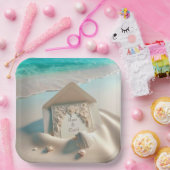 Einladung zur Hochzeit am Strand Pappteller (Party)