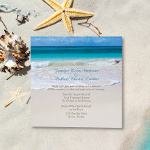 Einladung zur Hochzeit am weißen Strand