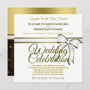 Einladung zur Hochzeit am White & Gold Ribbon Squa