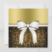 Einladung zur Hochzeit am White & Gold Ribbon Squa (Rückseite)