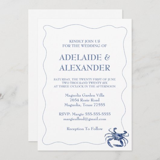 Einladung zur Hochzeit an der blauen Küste (Vorne/Hinten)