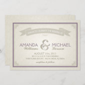 Einladung zur Hochzeit an der Grenze - lila (Vorne/Hinten)