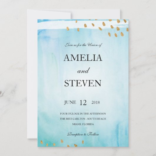 Einladung zur Hochzeit an der Küste (Vorderseite)