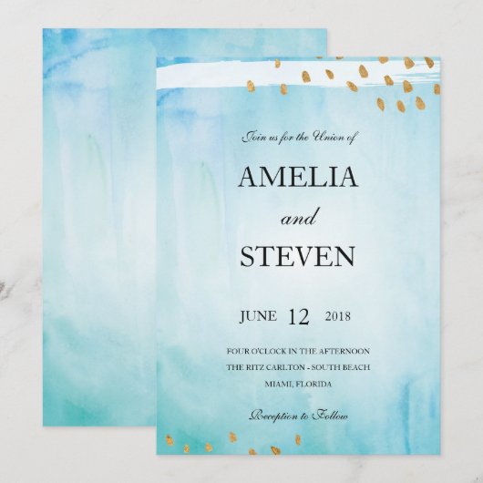 Einladung zur Hochzeit an der Küste (Vorne/Hinten)