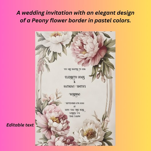 Einladung zur Hochzeit an der Peony-Grenze