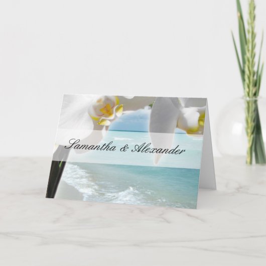 Einladung zur Hochzeit, Aqua Beach Orchid (Vorderseite)