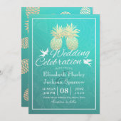 Einladung zur Hochzeit Aquamariner Ananas (Vorne/Hinten)