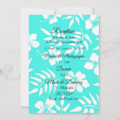 Einladung zur Hochzeit aquamariner Hibisken (Rückseite)