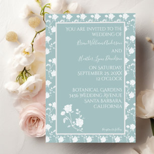 Einladung zur Hochzeit aquamariner Rose