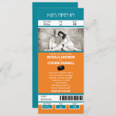 Einladung zur Hochzeit aquamariner und orangefarbe (Vorne/Hinten)